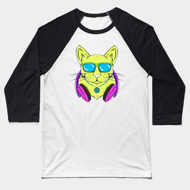 Cool Cat Baseball T-Shirt by AnthonyAcc